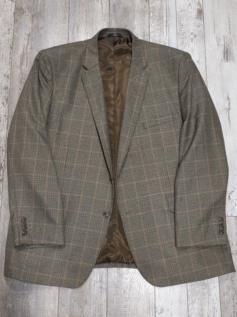 48R Men's Haggar Classic Fit Blazer Brown Houndstooth Orange Accent Sport Coat